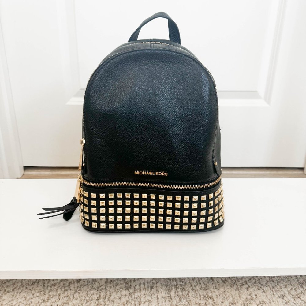 Rhea Medium Studded Pebbled Leather Backpack